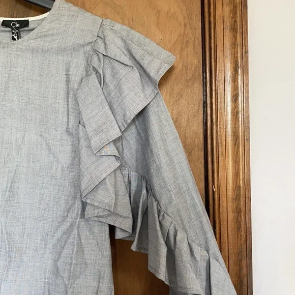 Clu blouse with ruffle sleeves 100% cotton top size M - Picture 6 of 16
